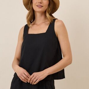 PACT CANOPY LINEN BLEND SQUARE NECK TANK - 2X